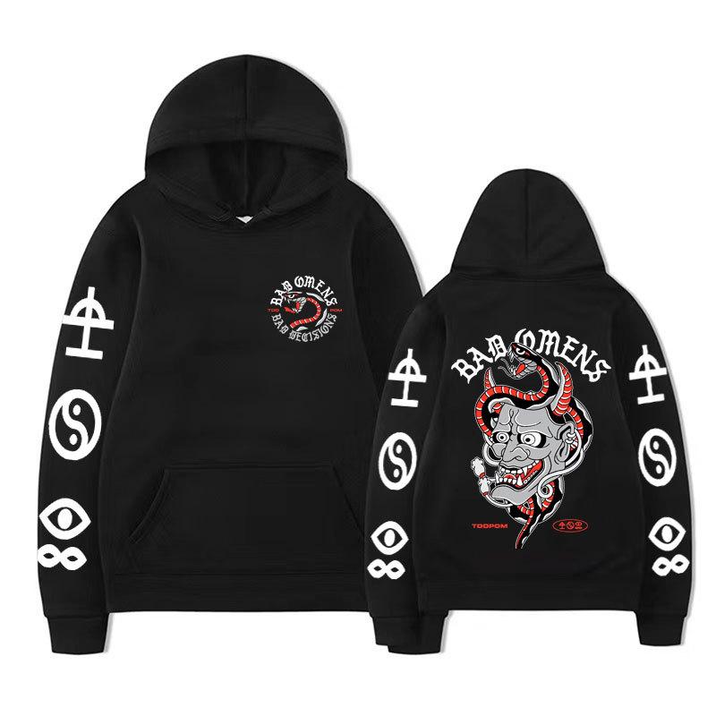 Bad Omens Tour Concert Hoodie Rock Band Hip Hop Punk Hoodie Vintage Unisex Men Vintage Graphic Tops Oversize Clothing