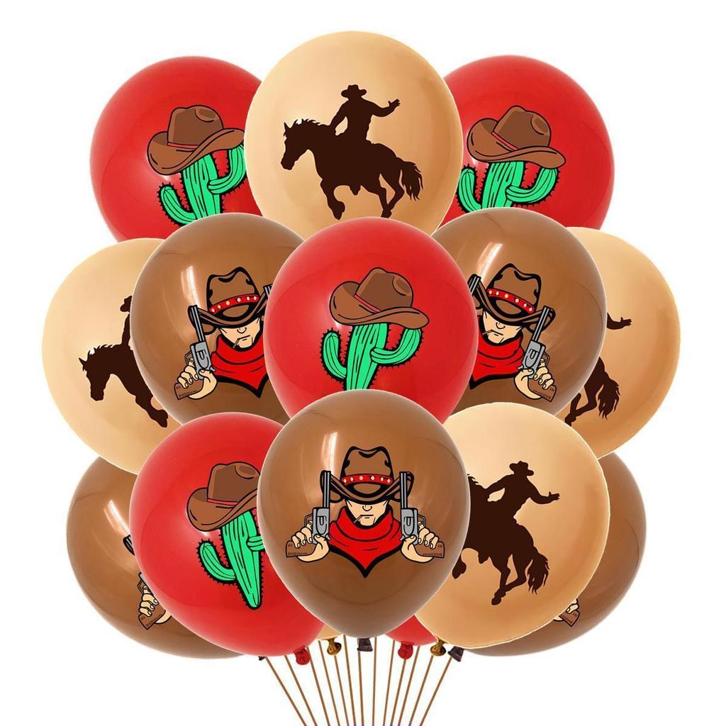 Western Cowboy-Themed Banner, Balloons, and Cake Topper Set – Wild West Birthday Party Decorations