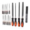 17 Pcs File Tool Set with Carry Case Half Round Triangle Round Flat and Needle Files Brush Carbon