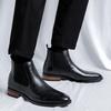 Fashion Mens British Style Autumn Casual Leather Chelsea Business Boot Brown Men Designer Antiskid Dress Ankle Boot Outdoor Oxford Shoes