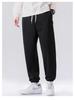Men's Heavy Brown Velvet-Lined Sweatpants: Loose, Drawstring, Trendy, Large Size, Spring & Autumn Casual Sportswear.