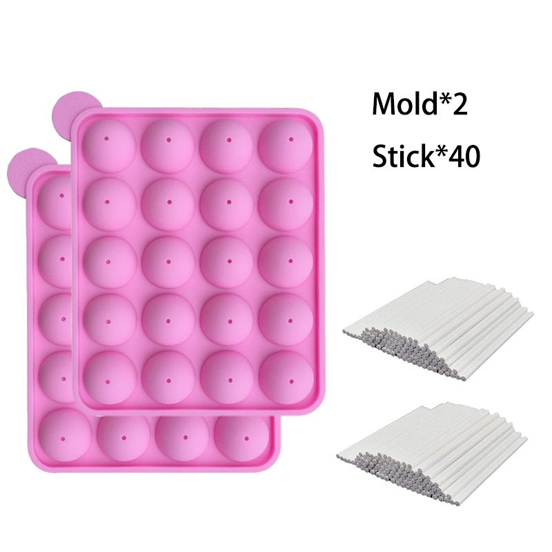 20 Cavity Silicone Cake Pop Mold Kits with 20pcs Cake Pop Sticks Great for Cake Pop Maker Lollipop Mold Cake Pop and Chocolate