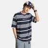 Li Ning CF Striped Comfortable Temperature Control Antibacterial Short Sleeve T-Shirt Men Tops Deep-Iris-Blue ATSV181-2
