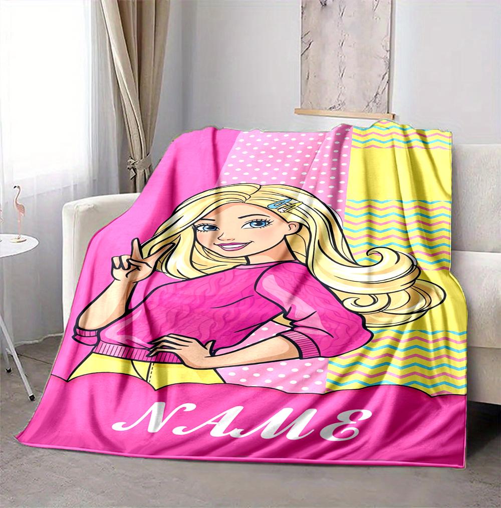 Custom Name Barbie Fashion Flannel Blanket Throw Blanket Soft Warm Sofa Bed Home Decor Unique Gift