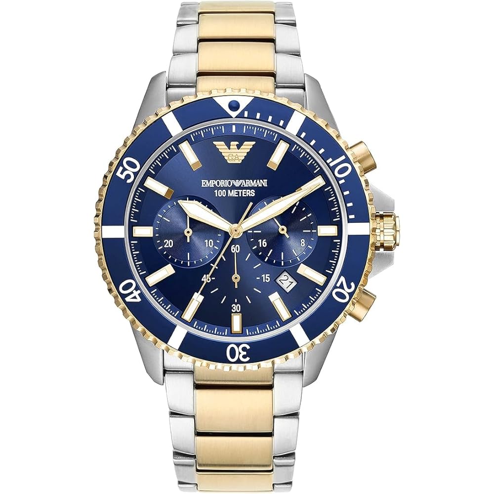Emporio Armani Chronograph Two-Tone Stainless Steel Watch Men s Fashion Accessory