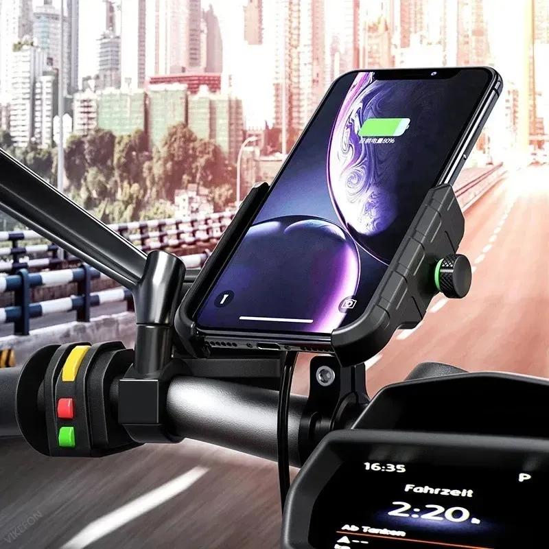 Motorcycle Holder With Wireless Charge Motorbike QC3.0 Fast Charg Cell Phone Wireless Holder Handlebar Mount Stand GPS Holder