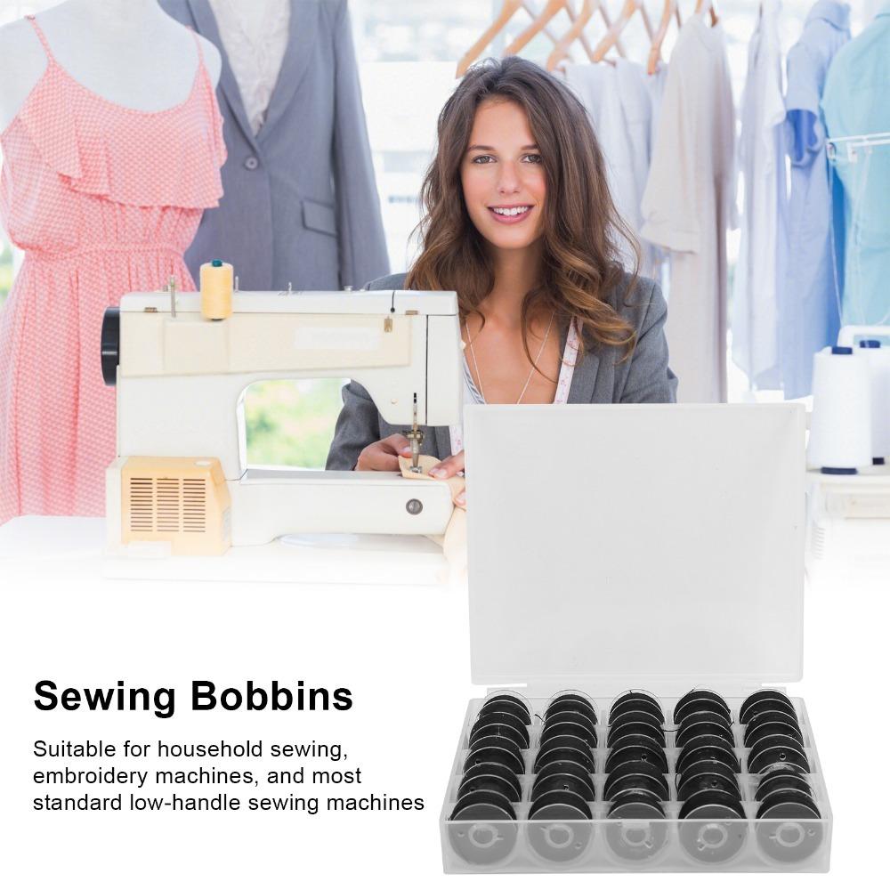 25pcs Soft Feel Prewound Bobbins White And Black Sewing Bobbins For Embroidery Machines