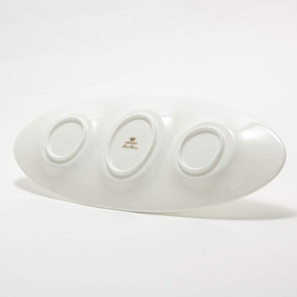 NARUMI Styles 38cm Oval Triple Compartment Plate, Bone China, 50617-3490