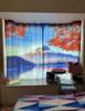 Custom Japanese Landscape Curtains Mount Fuji Red Maple Tree Theme Japanese Restaurant Window Semi-blackout Curtains 2Panels