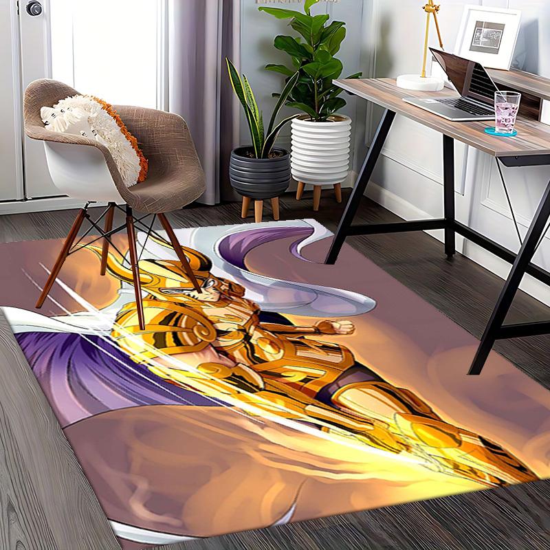 1pc Golden Saint Seiya Chair Mat - Anime Cartoon Design Office Rug, Non-Slip Carpet for Home Decor, Gaming Room, Seasonal Gift.R004
