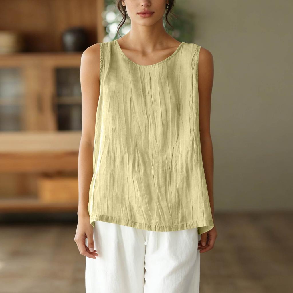 Dámské Vintage Volné Tílko ze Směsi Bavlny a Lnu