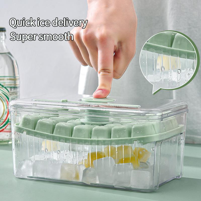 Creative Ice Cube Maker with Lid  One-button Press-type  Ice Cube Tray  for Home Bar Ice Box  Mold Kitchen  Supplies