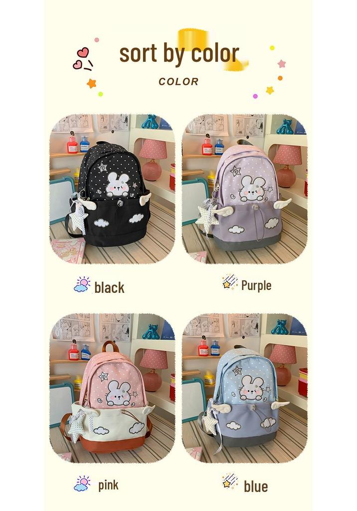 Japanese Cute Cartoon Rabbit Backpack for Girls with Large Capacity - Girly Commuting School Bag