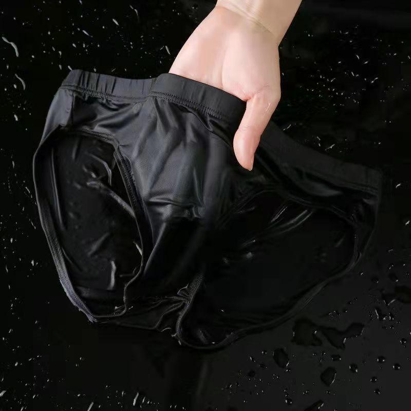 Men's Summer Ultra Thin Fashion New Ice Silk Smooth Transparent Triangle Briefs
