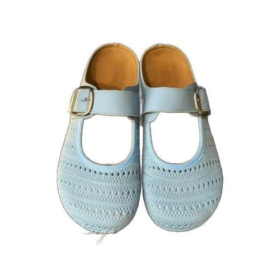 Woven Hollow Bag Head Half Slippers Women's Outer Wear 2025 New Summer with Skirt Mori Versatile Casual Cool Slippers