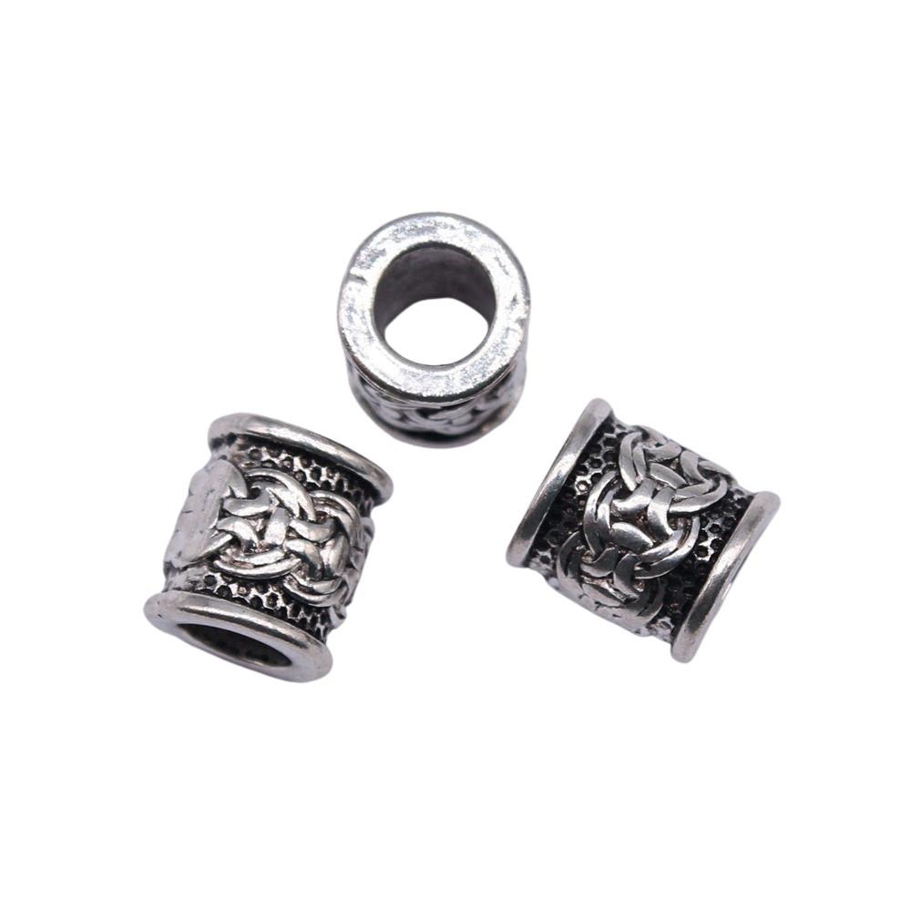 Vintage Floral Pattern Cylinder Beads Antique Style Large Hole Spacers For DIY
