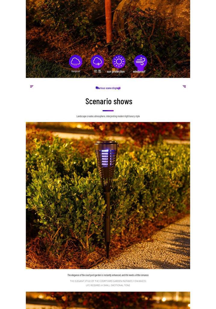 Waterproof Outdoor Solar Mosquito & Insect Killer Lamp for Garden & Courtyard