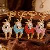 Keychain Alloy Electroplated Three-Dimensional Goat Key Chain with Colorful Rhinestones Lobster Clasp Key Ring Bag Accessories