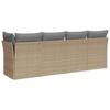 Vidaxl Garden Sofa With Cushions, 4-Seater, Beige, Poly Rattan