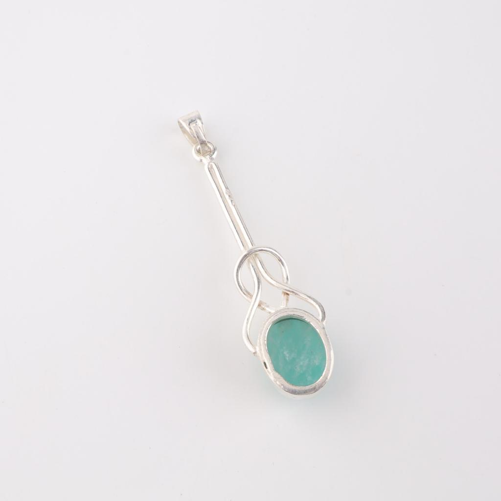 Rare Amazonite Gemstone 925 Sterling Silver Jewelry Handmade Women Pendant 1.79" PP-60-29