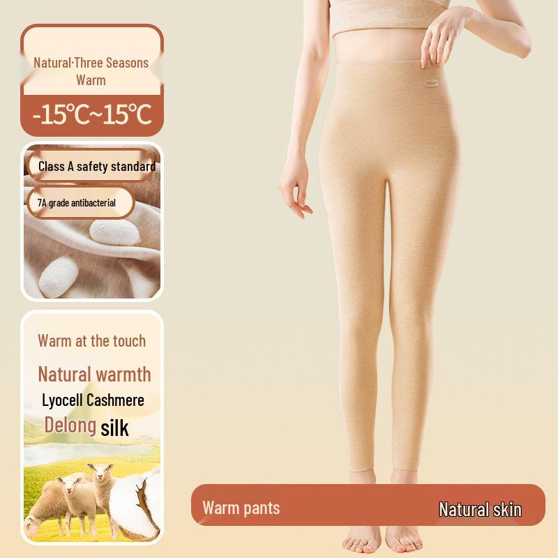 

Cashmere Silk High Waist Fleece Lined Women s Leggings - Warm Velvet Winter Pants 2025 L