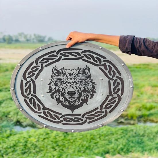 60.96 cm Medieval Viking Shield Fenrir Wolf Battleworn Shield Warrior Shield Wall Decor Best Gift for Decoration