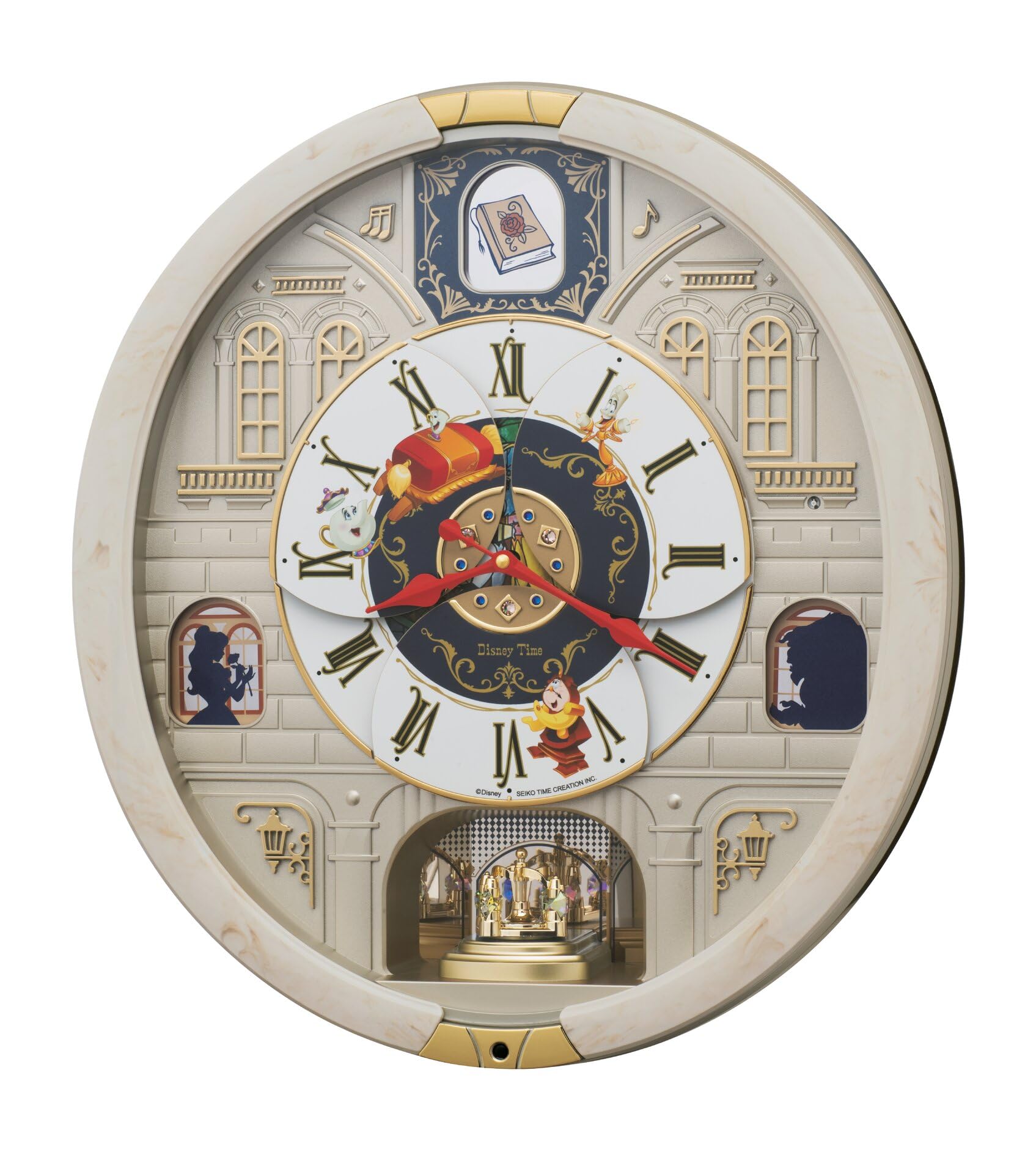 Seiko Clock Wall Musical Quartz Character Disney Beauty and the FW591A Clock, Clock, Clock, Clock, Beast, Analog,