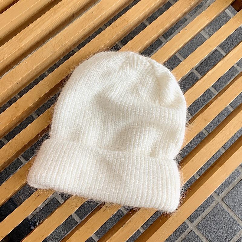 

Casual solid color wool hat female rabbit fur hat cute warm knitted hat autumn and winter versatile trendy man L（58-60cm）