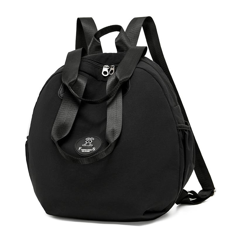Women's Backpack Round Bag Large Capacity Travel Bag Solid Color Student Schoolbag