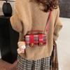 2025 New Magenta Berry Handbag Women's Autumn and Winter Cambridge Bag Plaid Wedding Bag One Shoulder Crossbody Bag