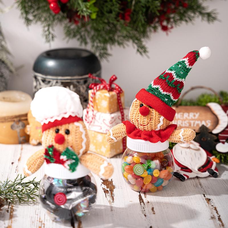 Christmas Candy Gift Box Transparent Storage Jar For Cookies Snacks Gingerbread Man Food Container Kids New Year Decoration