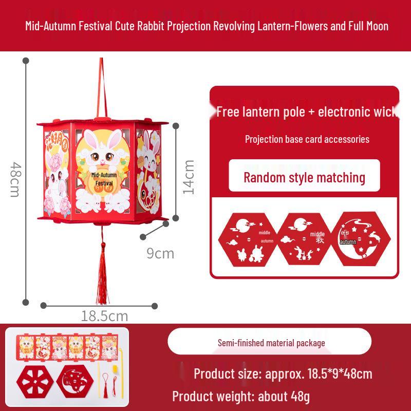 DIY Cute Rabbit Mid-Autumn Rotating Lantern Craft Kit for Kids