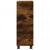 Narrow Bathroom Cabinet with Casters Smoked Oak Finish Particleboard