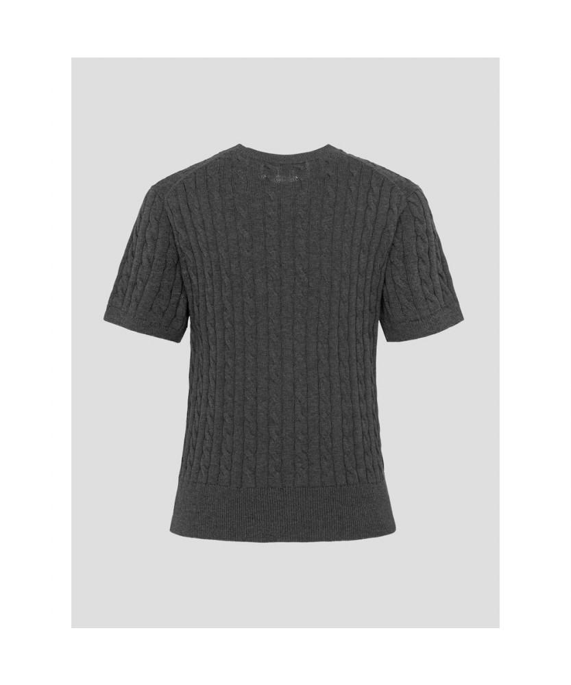Binpolleidiseu [Essential] Cotton Cable Round Neck Short Sleeve Pullover Ash (Bf6751E024)