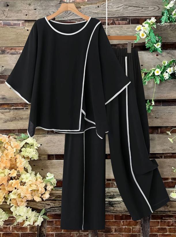 

2025 European & American Color Block Knitted Casual Set - Spring/Summer Korean Style 4XL чорний