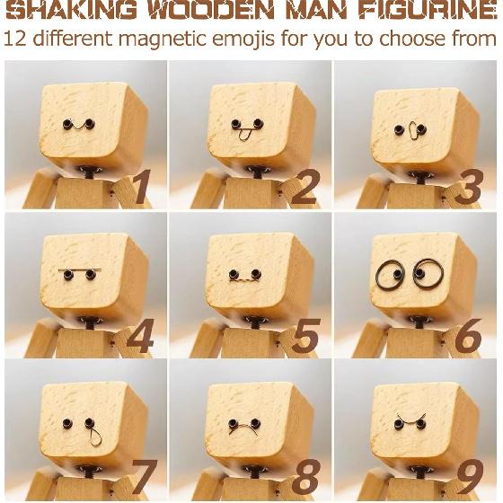 Очаровательная деревянная фигурка человечка на пружинках, Маленькая деревянная статуэтка, которая качается, Фигурки на приборную панель автомобиля с пружинными ножками и выразительными аксессуарами