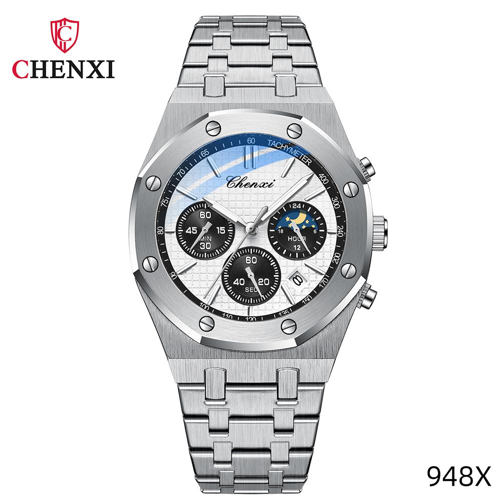 CHENXI Business Quartz Man Wristwatch Multi-function Luminous Calendar Men's Watches Waterproof Chronograph Stop Watch