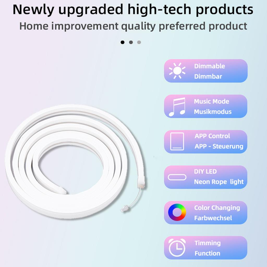 Smart WIFI Colorful Music Soft Light Strip Silicone Flexible DIY Modeling Light LED Neon Light Strip Set