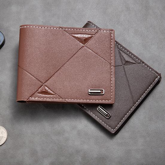 Men Bifold Wallet Slim Faux Leather Card Short Card Wallet Holder Pocket Wallet