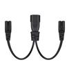 32cm 3-pin IEC320-C14 Male Plug to IEC320-C7+C7 Female Adapter Cord Y-splitter Power Supply Converter Cable Line