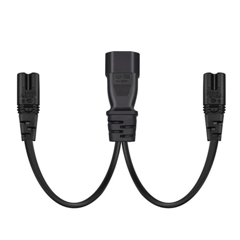 32cm 3-pin IEC320-C14 Male Plug to IEC320-C7+C7 Female Adapter Cord Y-splitter Power Supply Converter Cable Line