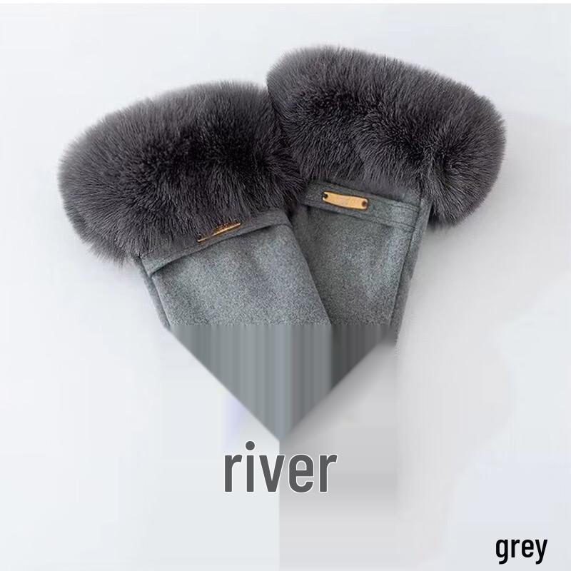 Three Dolphins Women's Winter Rabbit Fur Cycling Gloves