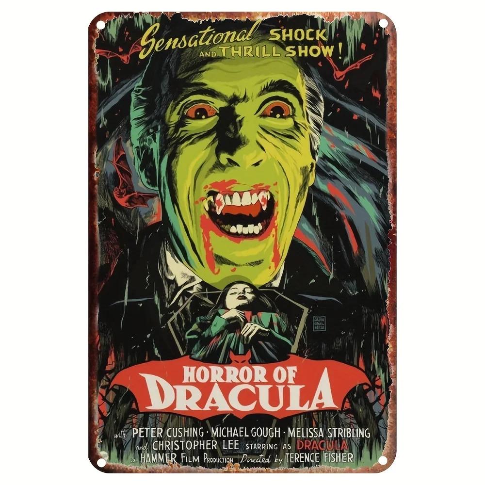 Retro Halloween Metal Sign Horror Movie Theme Shabby Iron Painting Tin Signs Wall Art Man Cave Film Theater Club Home Decoration