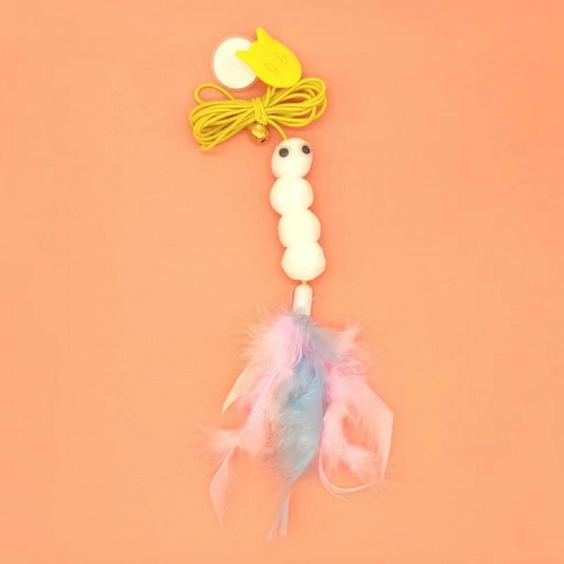 Interactive Cat Toy With Hanging Swing Design Retractable String Bell Feather Indoor Play Mental Stimulation