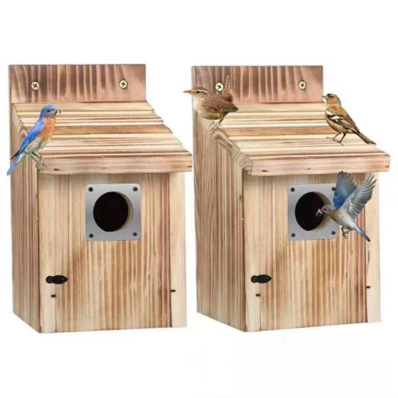 Wooden Birdhouse Outdoor Hanging Bird Cage With Perch For Garden Birds