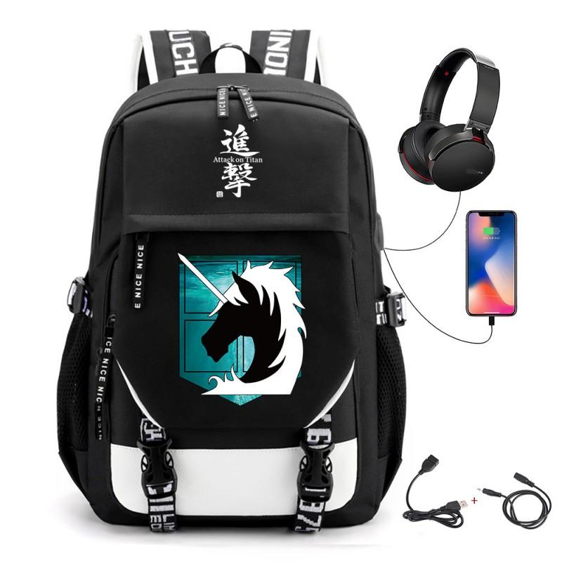Anime-Inspired Canvas Backpack Students Travelers With USB Charging Port Breathable Padded Straps Unisex School Bag