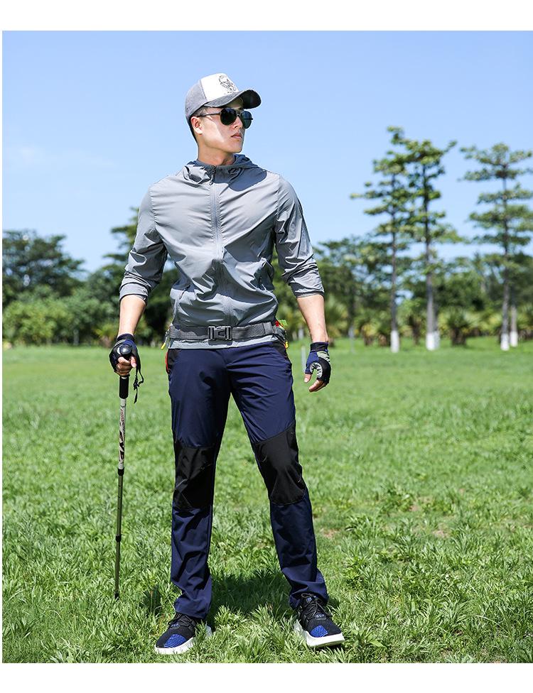 Pánské rychleschnoucí větruodolné turistické kalhoty - Tenké, pružné, prodyšné, chránící před sluncem, nadměrné velikosti, pro venkovní sporty a horolezectví.