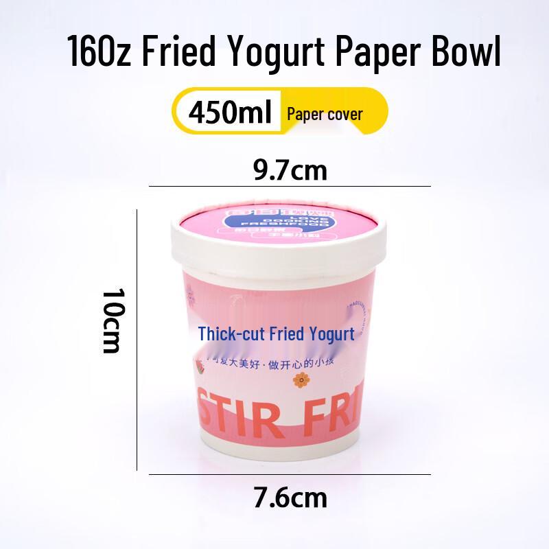 Handun 16oz Disposable Fried Yogurt Paper Bowls with Lids
