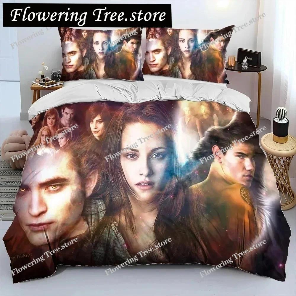 3D Biss zum Morgengrauen HD Bedruckte Decke Bettwäsche-Set, Bettbezug Bett-Set Steppdeckenbezug Kissenbezug, King Queen Größe Bettwäsche-Set Junge