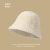 Show face small bucket hat women's autumn and winter new show face small lamb wool bucket basin hat big head circumference hat